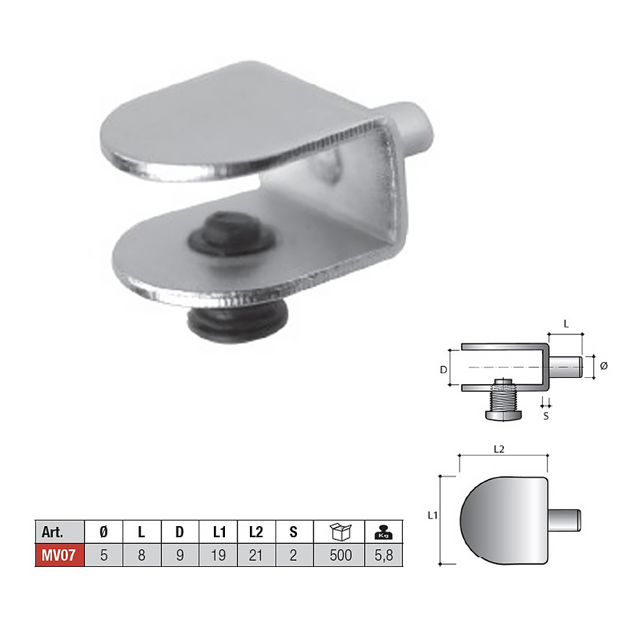 Полкодержатель с пластиковым болтом, никель, MV07FNL000005, Permo