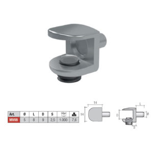 Полкодержатель с пластиковым болтом, никель, MV08ZNL000005, Permo