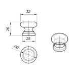 Ручка-кнопка 0021AVEBRAN, d 32 мм, старая бронза, Poliplast