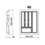 Лоток для столовых приборов UNI, 400, глубина 450 мм, серый, Rejs