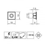 Светильник MINI Point, золото, теплое свечение, 18*18, 12V, 0,4 W, 23 lm, IP20, Furnika