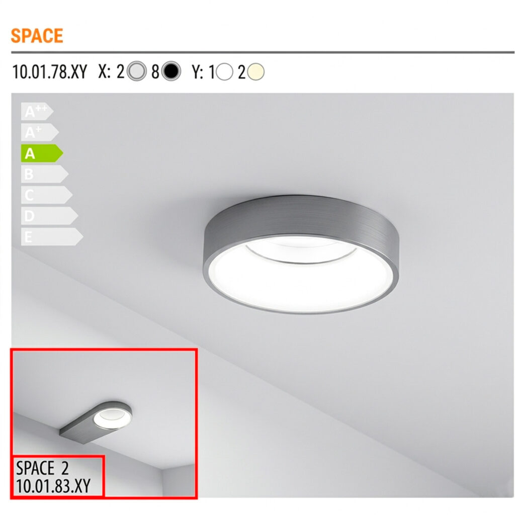 Светильник Space 2, металлик, натуральное свечение, d70, 160*70*15, 12V, 2.4 W, 110 lm, IP20, Furnika
