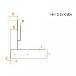 Минипетля Series 600 Key-hole накладная 94 градусов, Salice