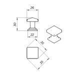 Ручка-кнопка Tower Square 19.4100.50 состаренная матовая медь 35х35, Metakor