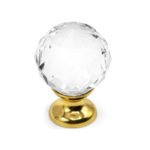 Ручка-кнопка Crystal 22012.00.44S стекло (гранка), золото, D30, Metakor