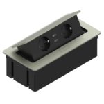 Блок розеток ELEKTRIMA KWADRO выдвижной горизонтальный, 2 розетки Schuko, 2xUSB 2,1A 5V, кабель с вилкой, серебро, Rejs