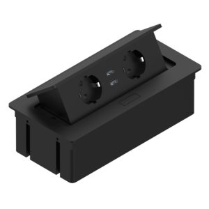 Блок розеток ELEKTRIMA KWADRO выдвижной горизонтальный, 2 розетки Schuko, 2xUSB 2,1A 5V, кабель с вилкой, черный, Rejs