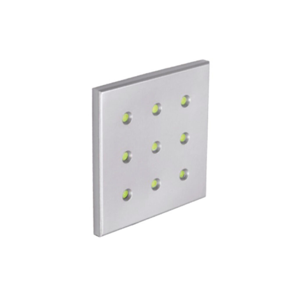 Светильник LED накладной FRAXIS-18 (квадрат), 2 Вт, 12В, 3000К, серебро, 150Лм, SMD5050x9, кабель.2,5м