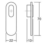 Ручка OBLONG, 0507070P3628, матовое золото/коричневая кожа, 22x70 мм, Viefe