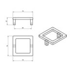 Ручка-кнопка Vintage Frame 11.3730.38 хром 64, 74х74 мм, Metakor