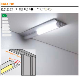 Светильник Nikka PIR (на движение металлик, натуральное свечение, 160 * 48 * 14, 12V, 1.5W, 120 lm, IP20, Furnika