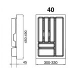 Лоток для столовых приборов PRO, 400, глубина 500 мм, серый, Rejs