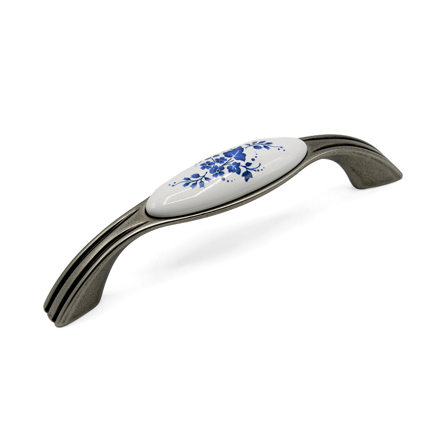 Ручка UP17-96-G11-WHT-16 Bello патинированный никель/белый фарфор, 96 мм, Gamet