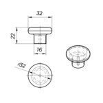 Ручка-кнопка 0006V9006, d 32 мм, алюминий, Poliplast