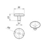 Ручка-кнопка WPO742.035.00D1, бронза, 35мм, Giusti