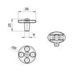 Ручка-кнопка WPO797.036.001C, королевский черный с серебряной патиной, Giusti