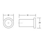 Крючок ROUND, 7016028L291, брашированная латунь, D28x45 мм, инд упаковка, Viefe