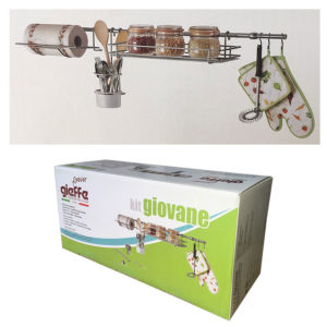 Кухонный рейлинг GIOVANE L = 1000 мм с 3 полками и 3 крючками, хром, набор, Gieffe / FGV