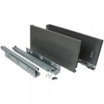 Slim Box комплект для ящика с клипом H=185 мм 450 мм (направляющие + боковины + заглушки + крепление фасада), с доводчиком, графит, Rejs