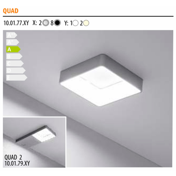 Светильник Quad, металлик, натуральное свечение, 70*70*15, 12V, 3 W, 130 lm, IP20, Furnika