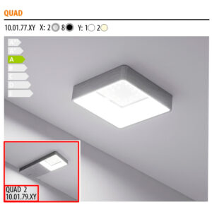 Светильник Quad 2, металлик, натуральное свечение, 160*70*15, 12V, 3 W, 130 lm, IP20, Furnika