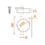 Петля Series 200 Key-hole/Snap-on 110 градусов вкладная, Salice