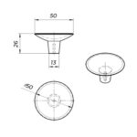 Ручка-кнопка DISC, 0530050ZM2, матовый черный, D50 мм, Viefe