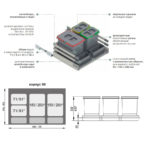 Система мусорных ведер PRAKTIKO 800 2x15л. + 2x7л. H=300 пластмасса серая, Rejs