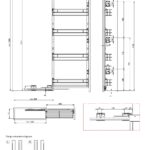 Пенал MAXIMA EVO Cargo Midi 200 мм, левый, боковое крепление, H1290 мм, 4 полки, направляющие полного выдвижения с доводчиком, хром/белый, Rejs