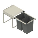 Система мусорных ведер JC607 низкая 45 двойная 2x15L (414x505x345) серая, Rejs (без крепления к фасаду, крепление смотри 12038)