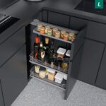 COMFORT II 200 мм Комплект левый, H654 мм, 2 полки + полка для специй, ARENA classic, цвет титан, дно серое, Kesseböhmer