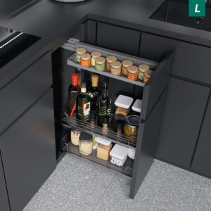 COMFORT II 200 мм Комплект левый, H654 мм, 2 полки + полка для специй, ARENA classic, цвет хром, дно серое, Kesseböhmer