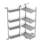 TANDEM II 600 мм Комплект, Н1100 мм, 4 + 4 полки ARENA classic, титан, дно серое, антислип, Kesseböhmer
