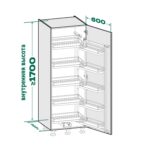 TANDEM II 600 мм Комплект, Н1700 мм, 5 + 5 полок ARENA style, цвет антрацит, антислип, Kesseböhmer