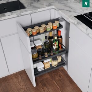 COMFORT II 250 мм Комплект правый, H654 мм, 2 полки + полка для специй, ARENA style, цвет антрацит, Kesseböhmer