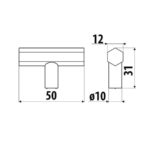 Ручка кнопка GS33-L36, Pencil, Т-образная, черный суперматовый, Gamet