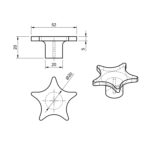 Ручка мебельная деревянная STAR, дуб, обработка темным маслом