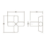 Крючок EQUIS, 7027080Z07, полированная латунь 80x80 мм, инд упаковка, Viefe