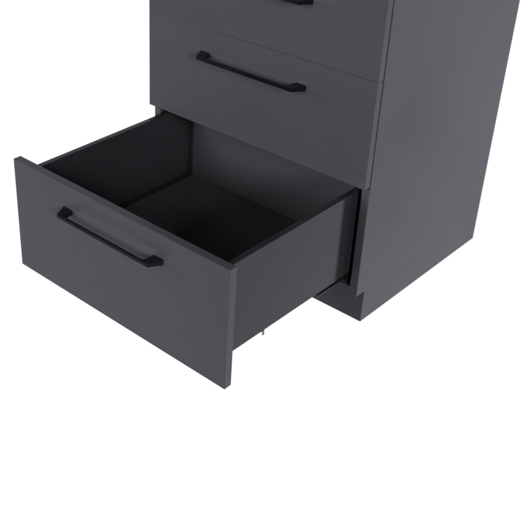 Ultra Box комплект для ящика H=199 мм, 450 мм (направляющие + боковины + заглушки + крепление фасада), с доводчиком, графит, Rejs