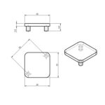 Ручка Push Button 11.3534.36 с дюбелями, мат. хром, 32, 32х32 мм, Metakor (з)