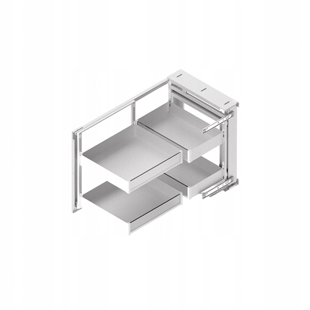 Волшебный угол MAXIMA PURO SPACE PLUS 1100-1200 (фасад 600) универсальный L/P металл белый матовый/прозрачное стекло, Rejs