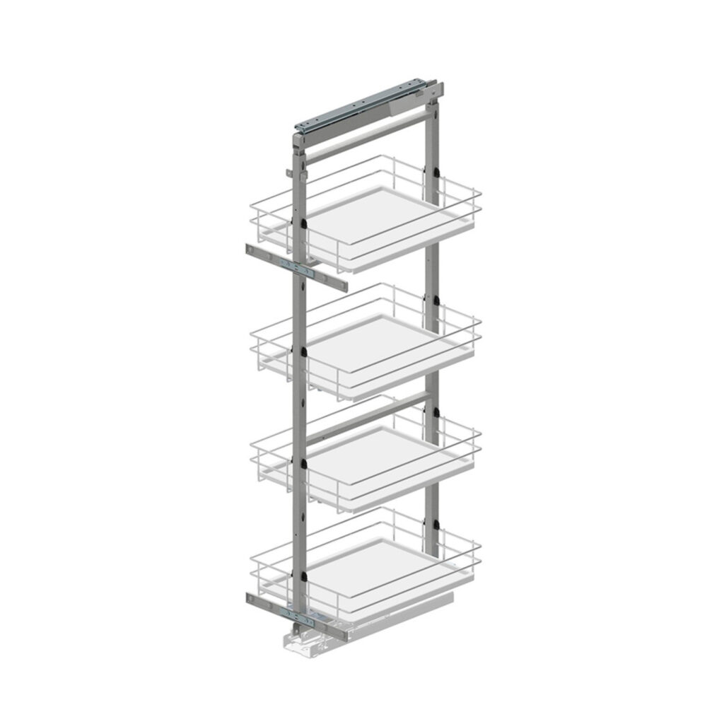 Пенал MAXIMA EVO Cargo Midi 300 мм, крепление верх- низ, H1200-1400 мм, рама + 4 полки, БЕЗ направляющих, металл хром/пластик белый, Rejs