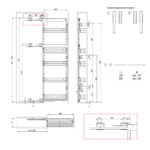 Пенал MAXIMA CLASSIC Cargo Maxi 150 мм, левый, боковое крепление, H1700 мм, 5 полок, направляющие полного выдвижения с доводчиком, хром, Rejs