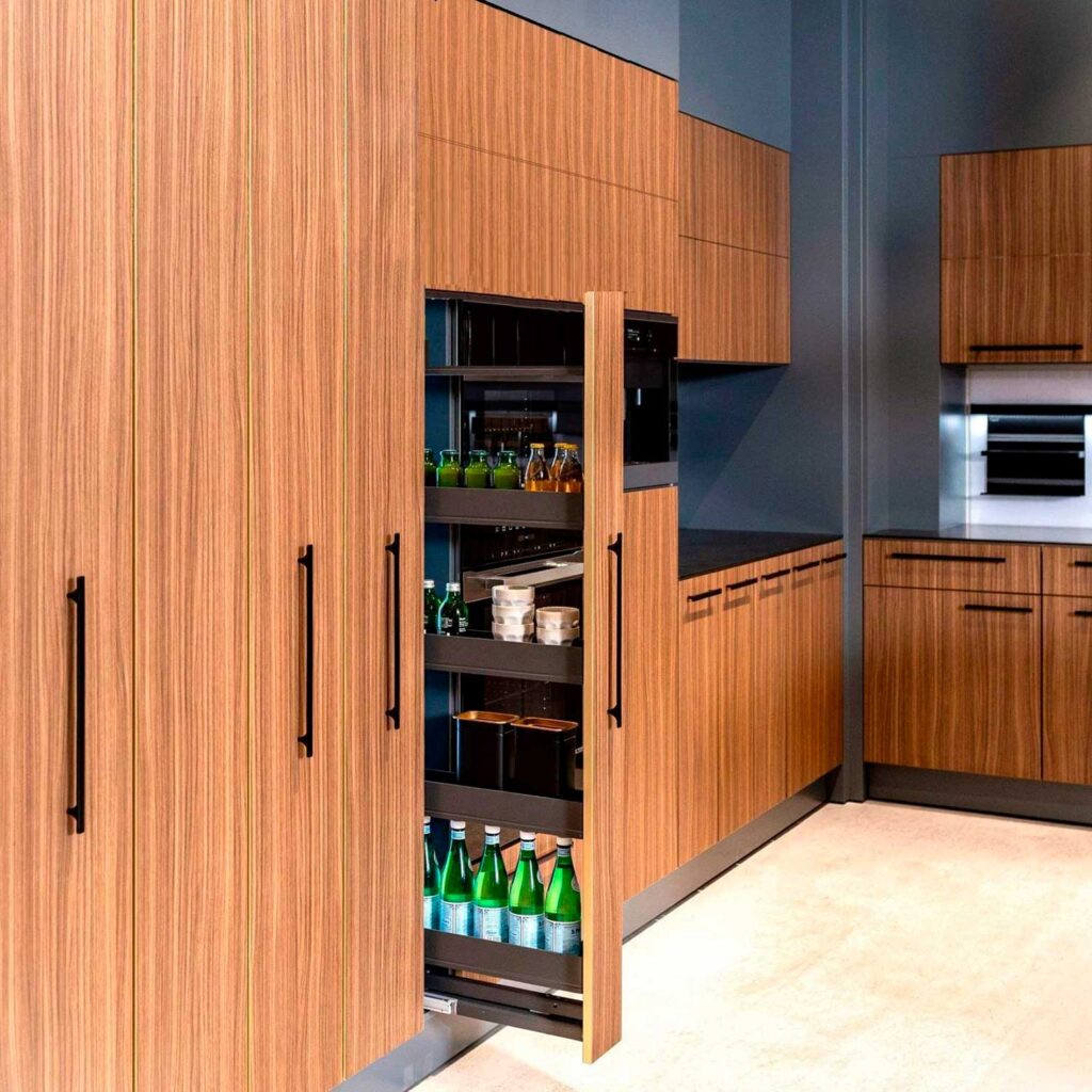 DISPENSA 90°, 150 мм Комплект Частичного Выдвижения, H1200 - 1600 мм, 4 полки, ARENA pure, цвет антрацит, Kesseböhmer