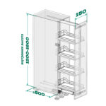 DISPENSA 90°, 150 мм Комплект Частичного Выдвижения, H1200 - 1600 мм, 4 полки, ARENA pure, цвет антрацит, Kesseböhmer