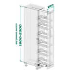 DISPENSA 90°, 150 мм Комплект Частичного Выдвижения, H1900 - 2300 мм, 6 полок, ARENA pure, цвет антрацит, Kesseböhmer