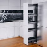 DISPENSA 90°, 300 мм Комплект Полного Выдвижения, H1200 - 1600 мм, 4 полки, ARENA pure, цвет антрацит, Kesseböhmer