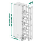 DISPENSA 90°, 300 мм Комплект Полного Выдвижения, H1600 - 2000 мм, 5 полок ARENA pure, цвет антрацит, Kesseböhmer