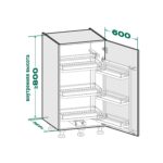 TANDEM II 600 мм Комплект, Н800 мм, 3 + 3 полок ARENA pure, цвет антрацит, антислип, Kesseböhmer