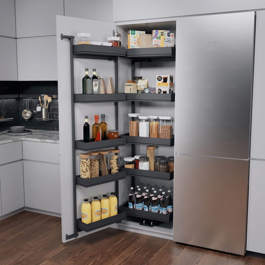 TANDEM II 450 мм Комплект, Н1700 мм, 5 + 5 полок ARENA pure, цвет антрацит, антислип, Kesseböhmer